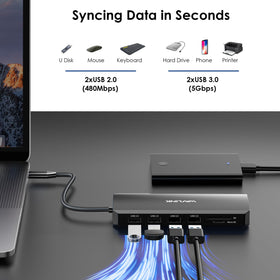 WAVLINK next to laptop illustrating size and portability for mobile workstations
