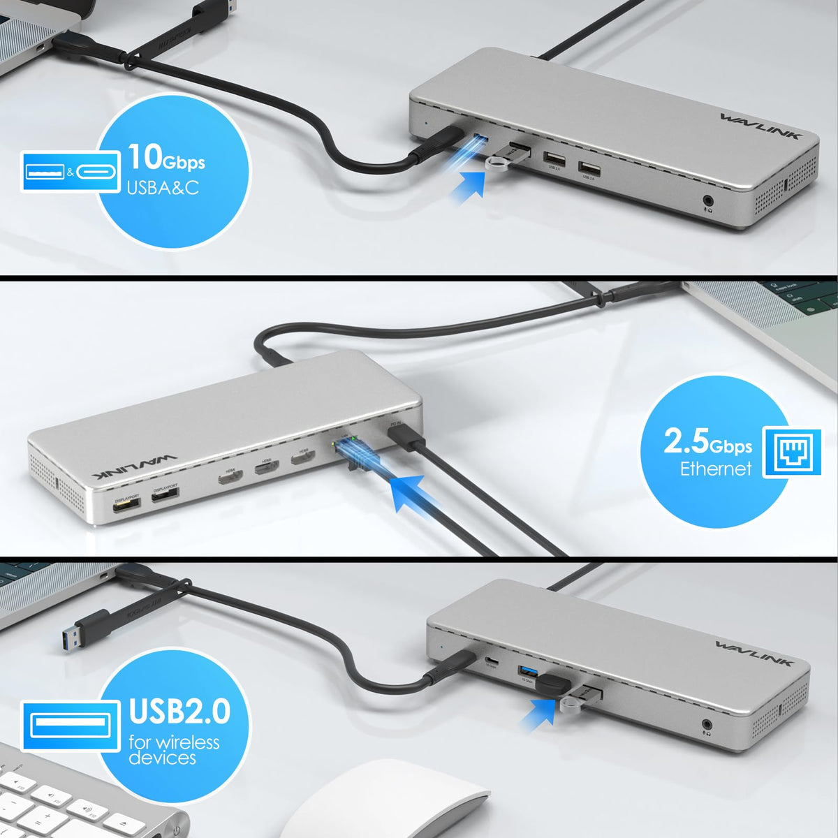 WAVLINK SM770 audio/mic port simplifies conferencing and calls.