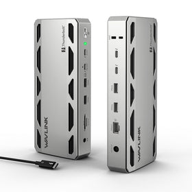 WAVLINK TB5 Dock front view with full port array for connectivity