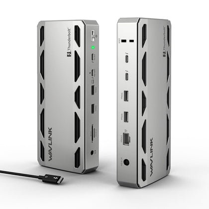WAVLINK TB5 Dock front view with full port array for connectivity