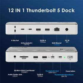WAVLINK TB5 Dock rear view showing Ethernet and USB-A ports