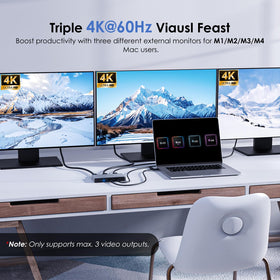 WAVLINK 4K60 output ports highlighted for high-resolution multi-display setup.