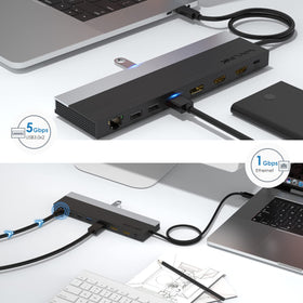 WAVLINK USB-C docking station with SD/TF card slots for quick media transfer