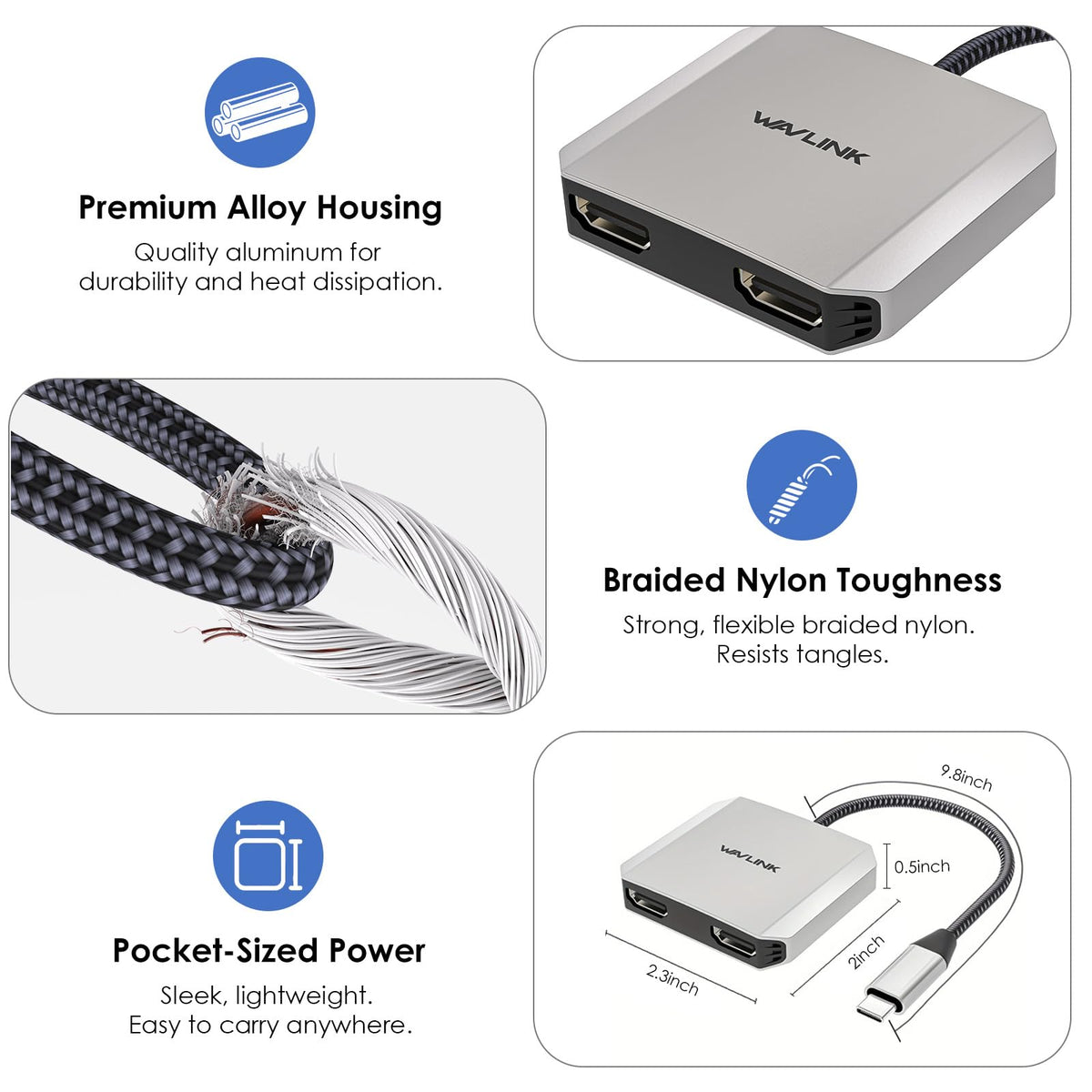 WAVLINK aluminum alloy housing for cooling and durability