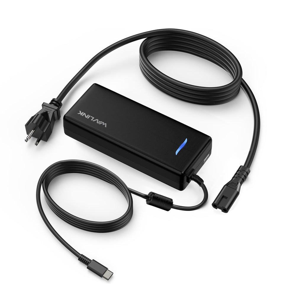 WAVLINK USB-C laptop charger (front view) provides 100W fast charging.