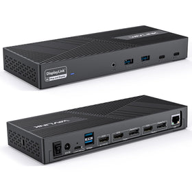 WAVLINK USB-C triple monitor dock front view enables efficient multi-monitor workspaces.
