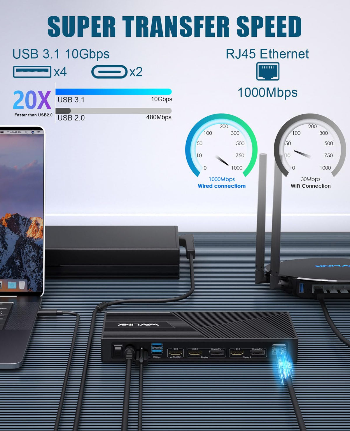 WAVLINK USB-C dock ventilation reduces heat during long sessions.