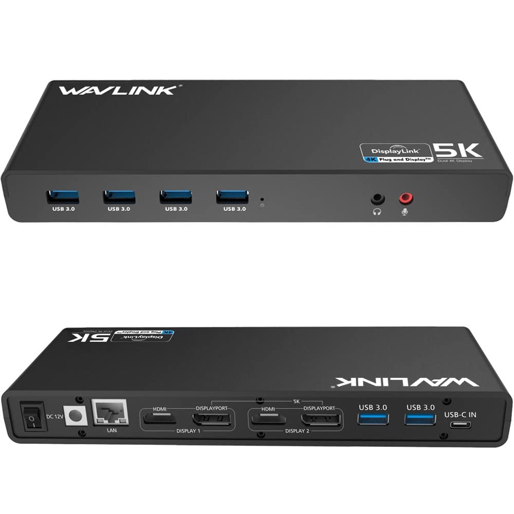 WAVLINK USB-C universal docking station with dual 4K outputs for productive multi-monitor setups.