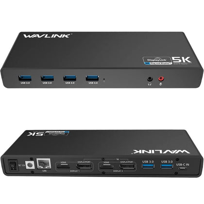 WAVLINK USB-C universal docking station with dual 4K outputs for productive multi-monitor setups.