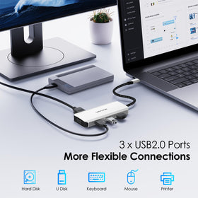 WAVLINK VGA and DisplayPort detail showing legacy and modern display support