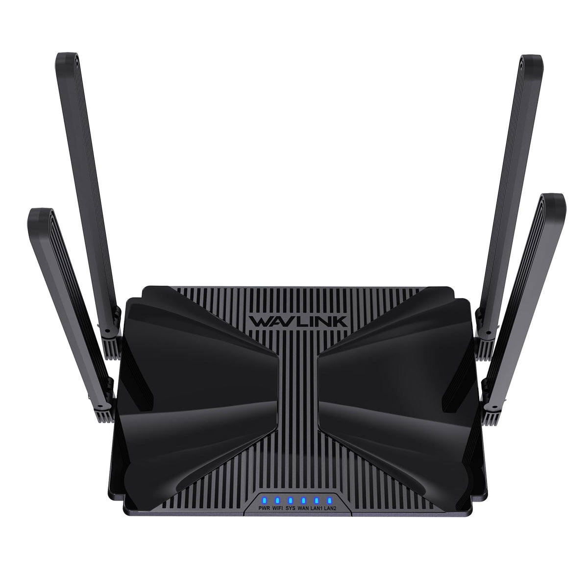 WAVLINK WiFi 6 AX3000 router front view, gaming-ready design.