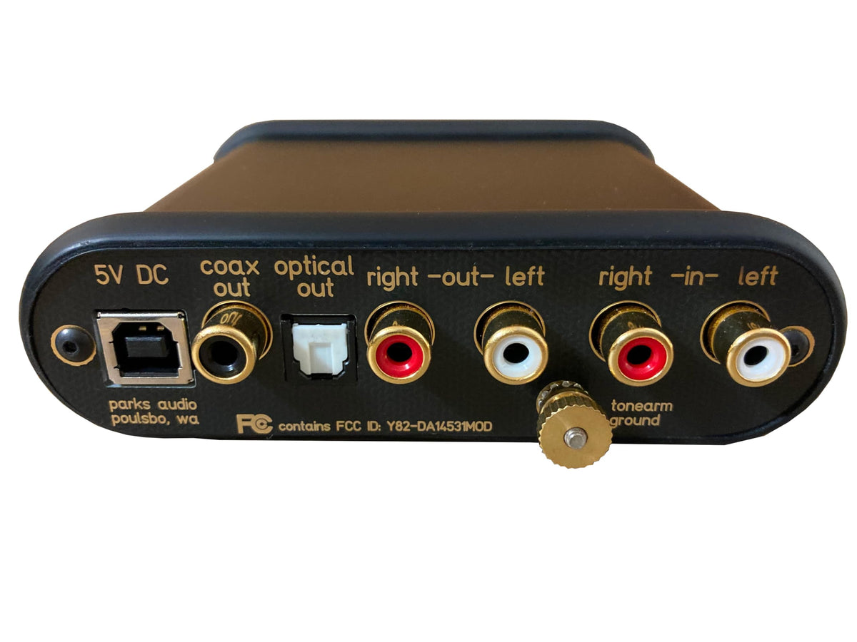 Waxwing Phono DSP Preamp optical out delivers clean, high-fidelity connections.