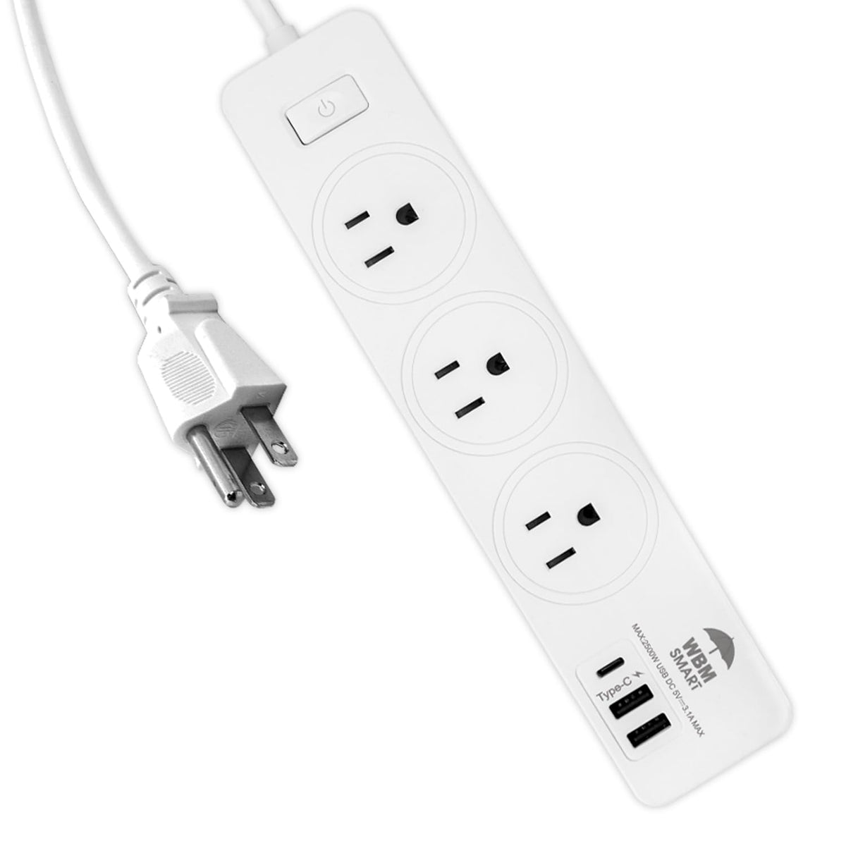 WBM SMART front view showing outlets and USB ports for organized charging