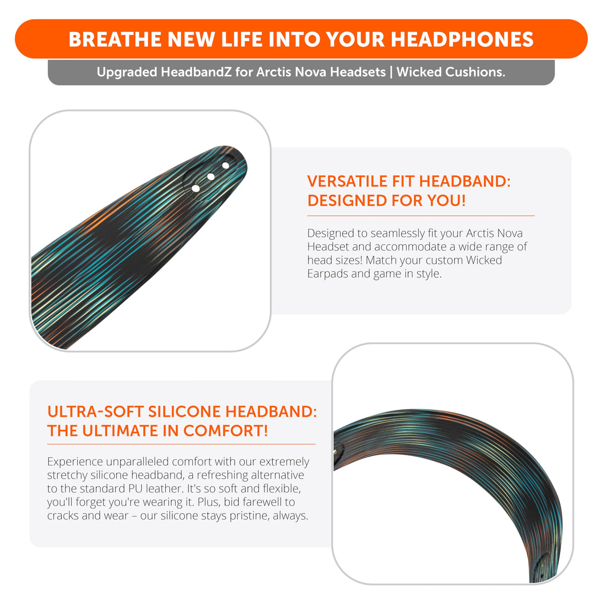 WC HeadbandZ Arctis Nova ultra-soft fabric for extended comfort.