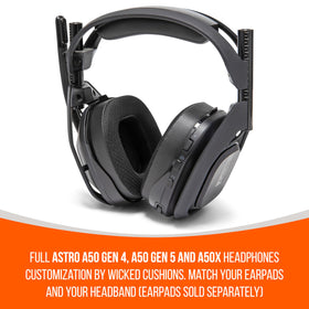 WC BandZ A50 easy-installation closeup shows quick setup on headset.