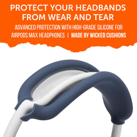 WC BandZ Max blue headband cover precisely fits AirPods Max.