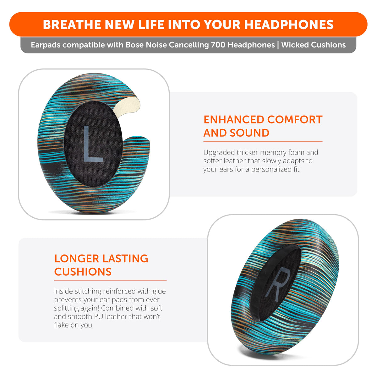 WC installed on Bose 700 headphones in use for better seal