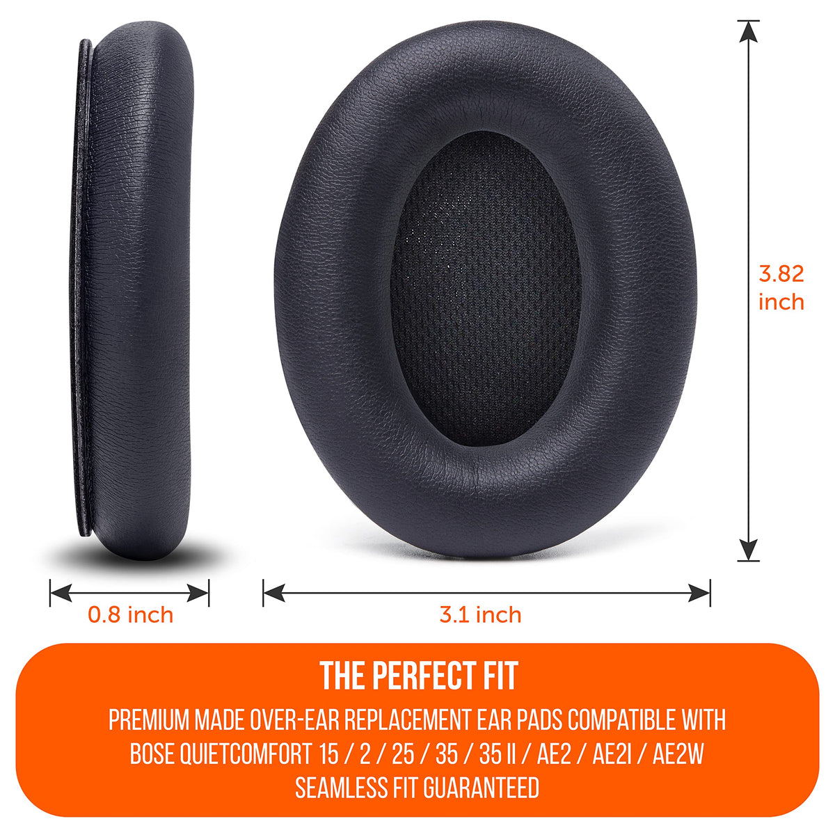 WC reinforced-stitch design for Bose QC15 cushions.