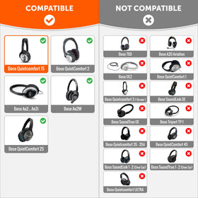 WC replacement ear pads for Bose QC15 – close-up shows reinforced stitching.