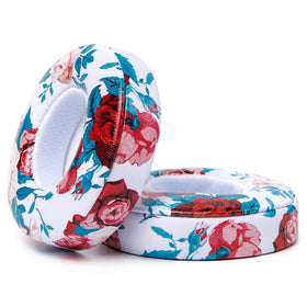 WC earpad back showing adhesive strips and secure attachment benefit