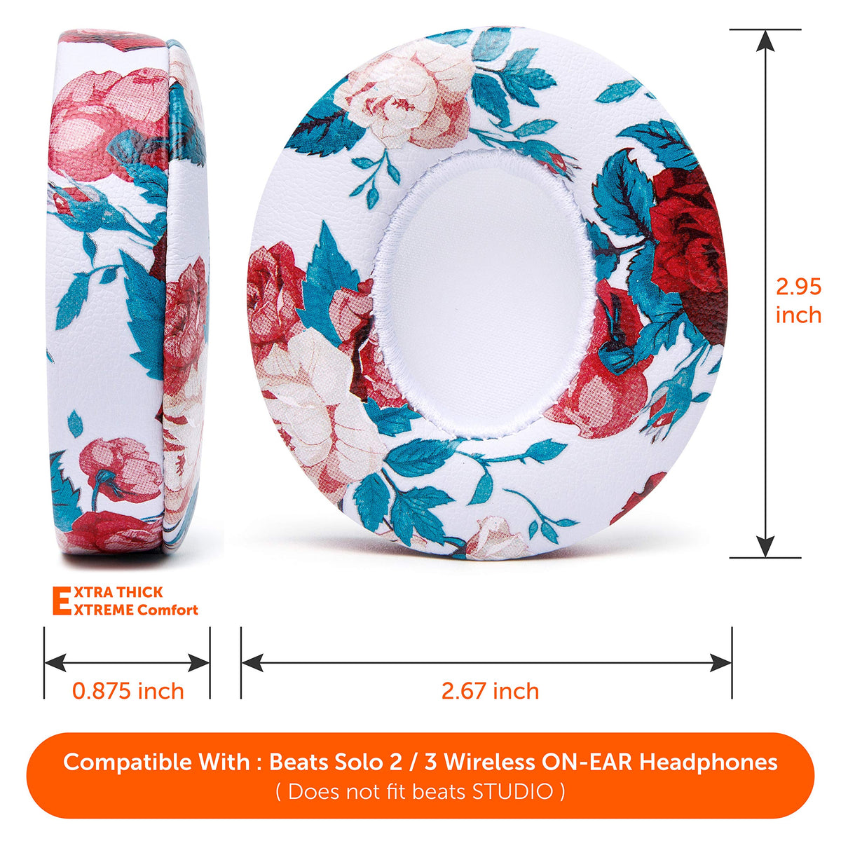 WC earpad beside ruler showing exact size and compatibility benefit