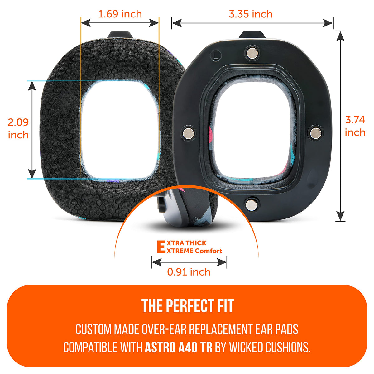 WC earpad side profile comparing thickness for better pressure relief and seal