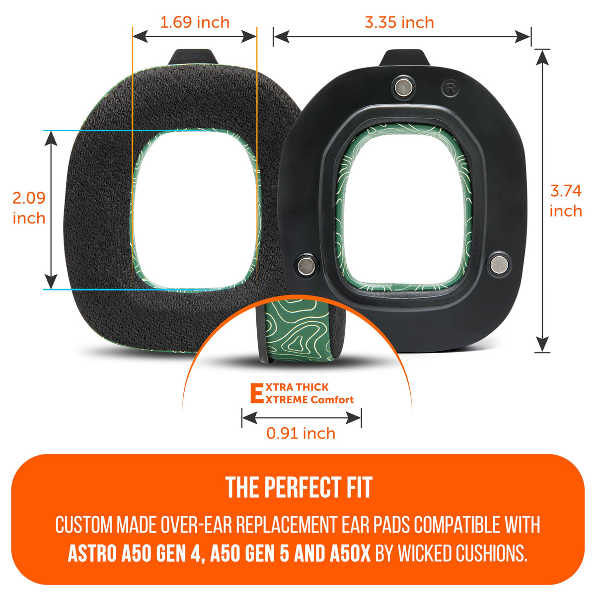 WC earpads cross-section showing gel layer and pressure relief