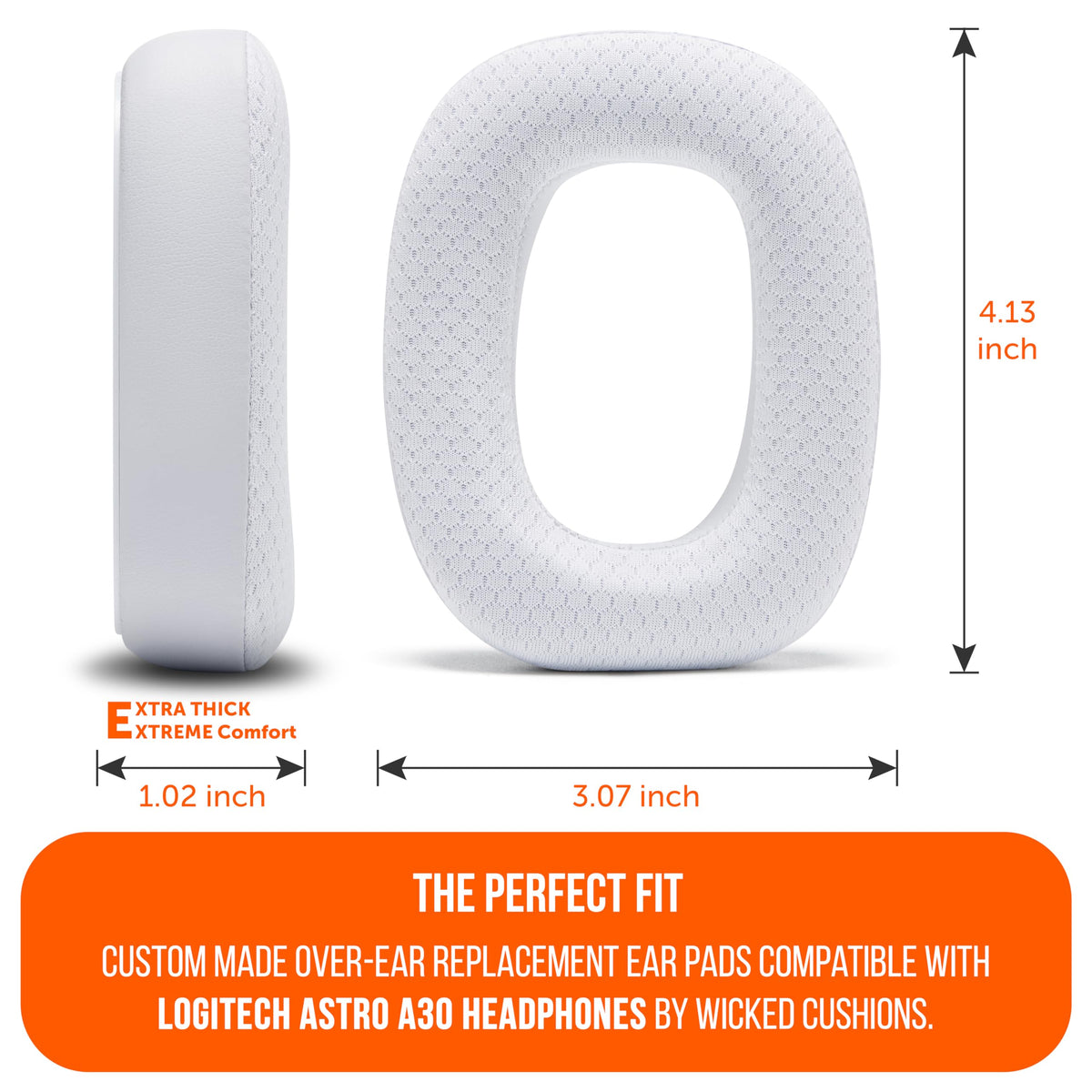 WC FreeZe A30 ear pads PU leather and breathable fabric for durable wear.