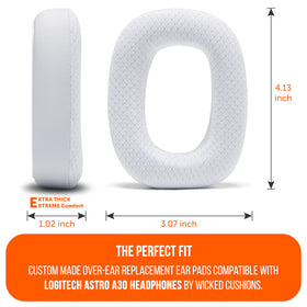 WC FreeZe A30 ear pads PU leather and breathable fabric for durable wear.