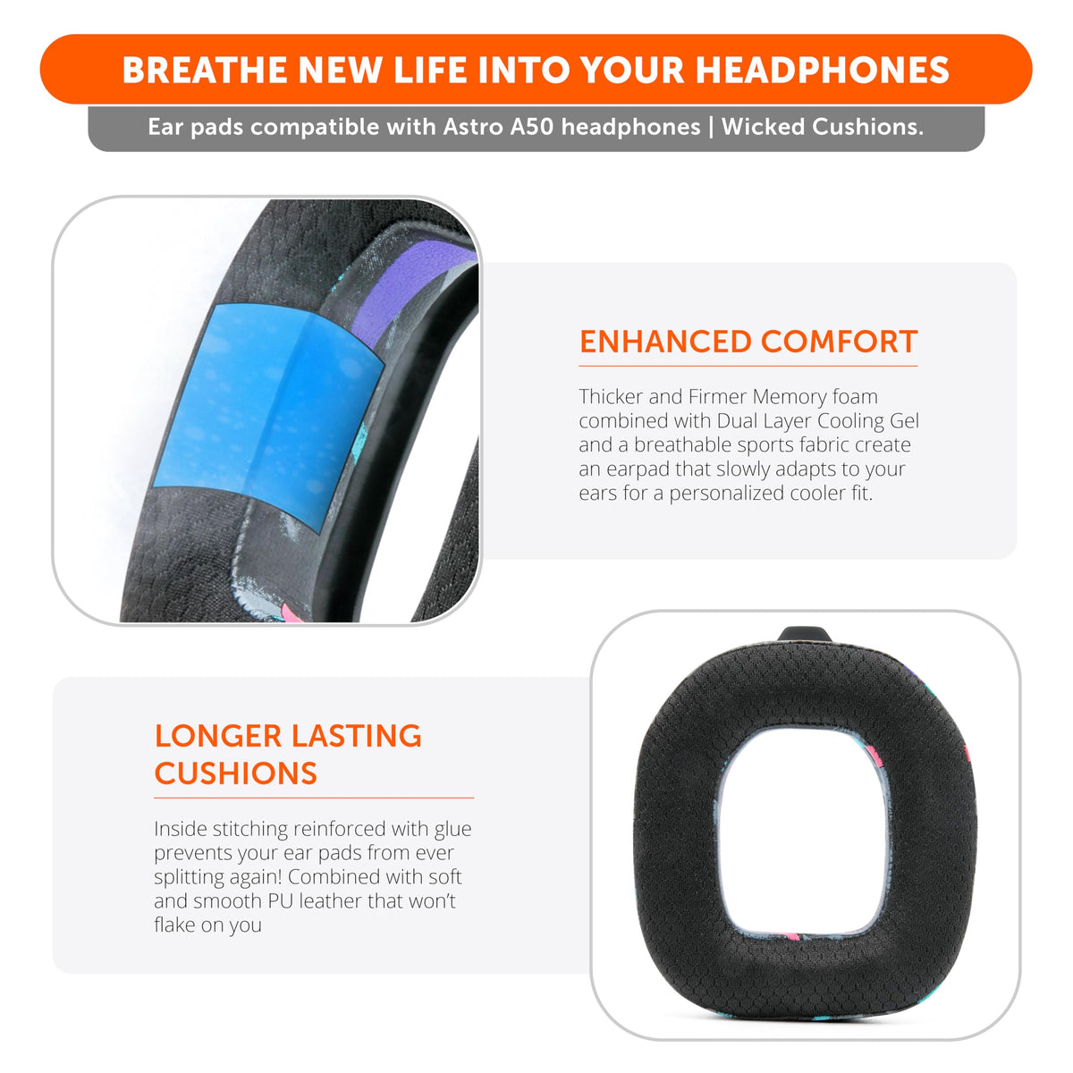 WC FreeZe A50 installed on Astro A50 headset showing improved seal and sound