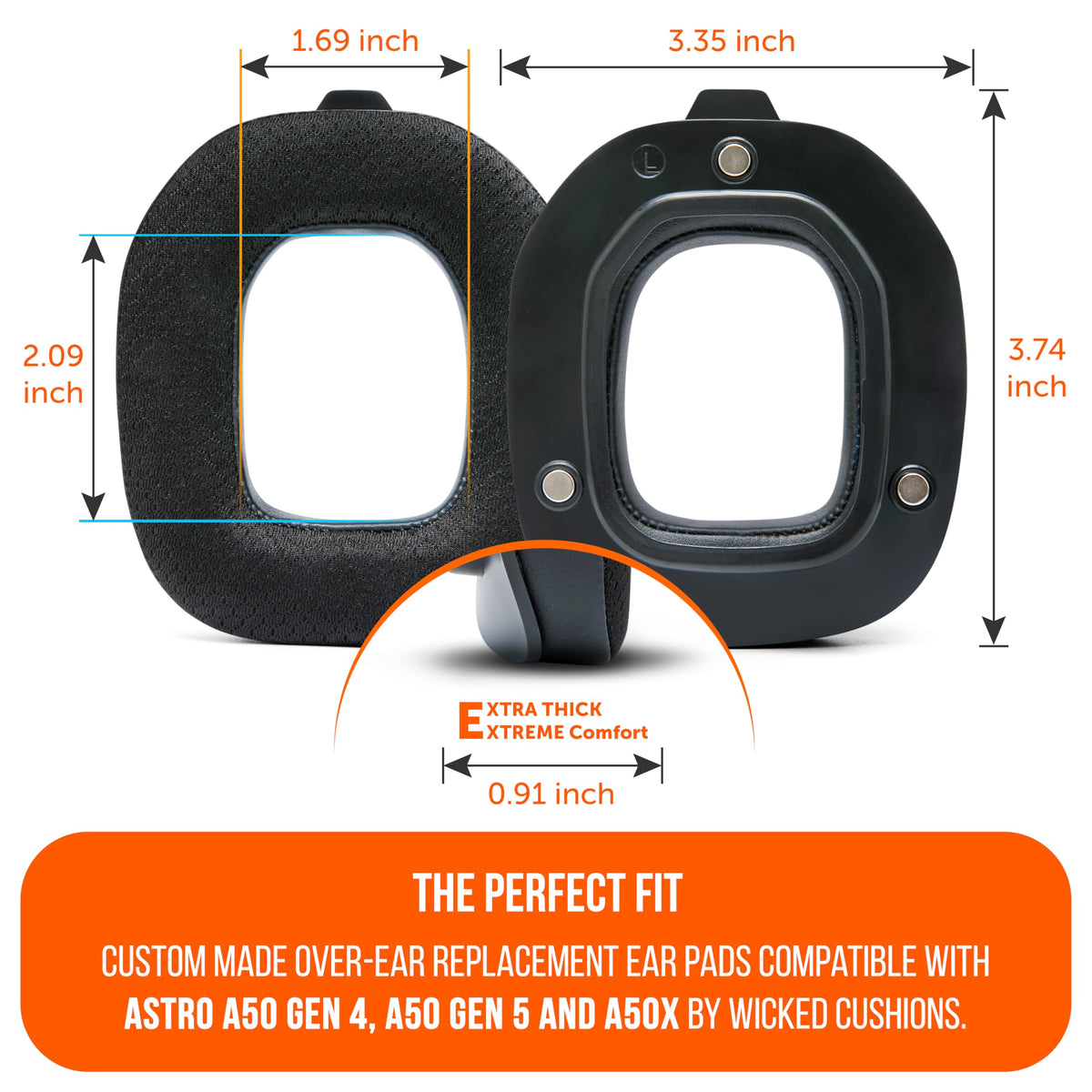 WC FreeZe A50 next to Astro A50 headset showing exact fit compatibility