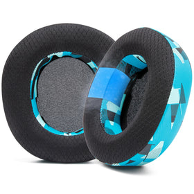 WC Freeze front view showing cyan prism earpads and clear fit benefit