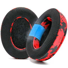 WC FreeZe front view red camo showing replacement earpads and fit benefit