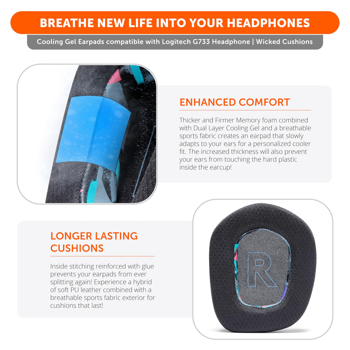 WC FreeZe G733 easy-install pads for quick headset upgrade