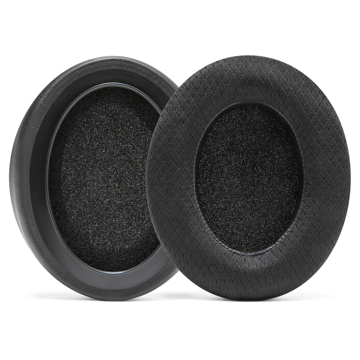 Black PU leather finish of WC earpads highlighting sleek look and wear resistance