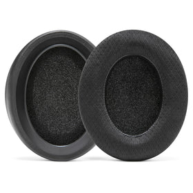 Black PU leather finish of WC earpads highlighting sleek look and wear resistance