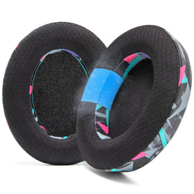 WC front view of replacement earpads showing sleek 90's black and perfect fit benefit
