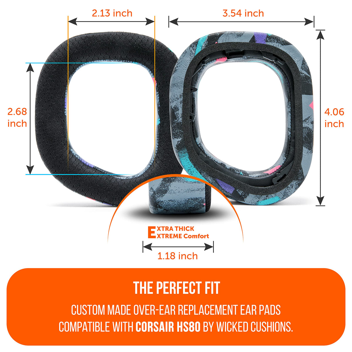 WC FreeZe HS80 ear pads material closeup of leather and fabric