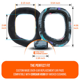 WC FreeZe HS80 ear pads material closeup of leather and fabric