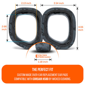 WC FreeZe HS80 headset compatibility image demonstrates seamless fit with Corsair HS80.