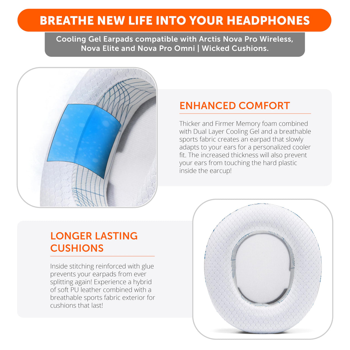 WC earpads installed on Arctis Nova Pro Wireless showing ready-to-use benefit