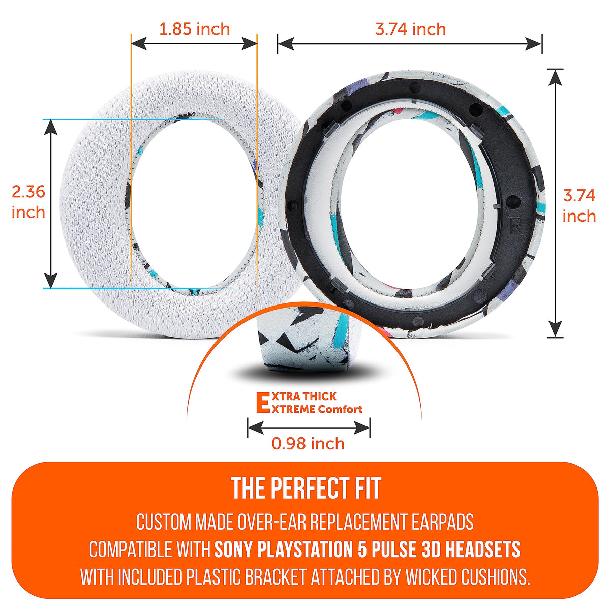 WC FreeZe mounted on PS5 Pulse 3D headset showing precise fit and improved seal
