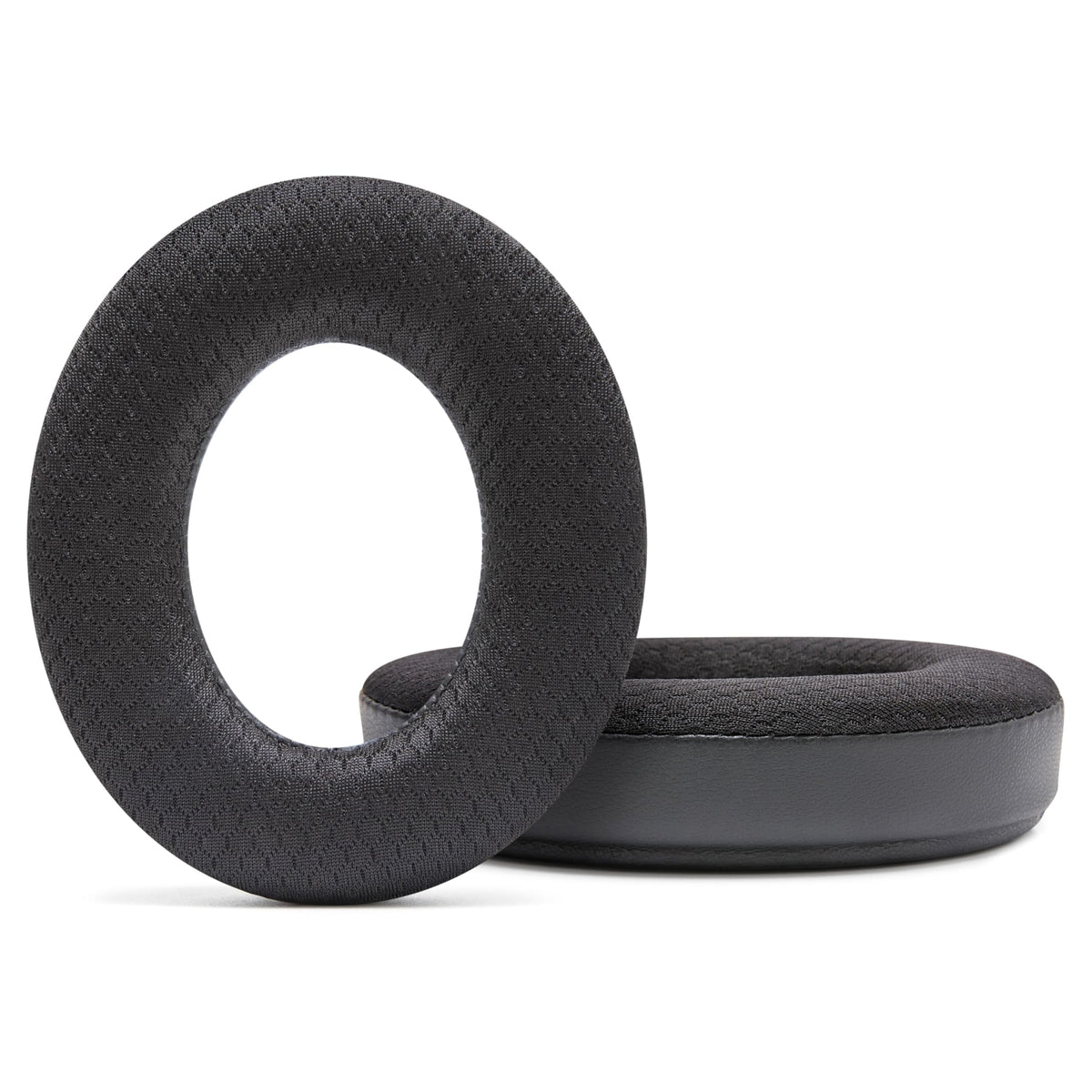 Model wearing WC FreeZe Momentum 4 earpads for immersive listening