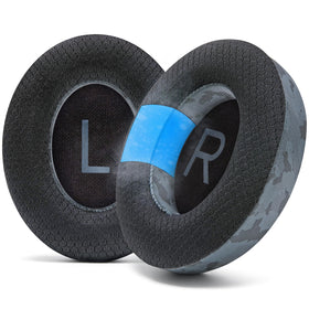 WC cooling gel ear pads front view showing black camo and fit benefit