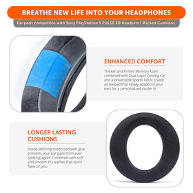 WC Freeze PS5 Pulse 3D ear pads, breathable fabric and leather blend