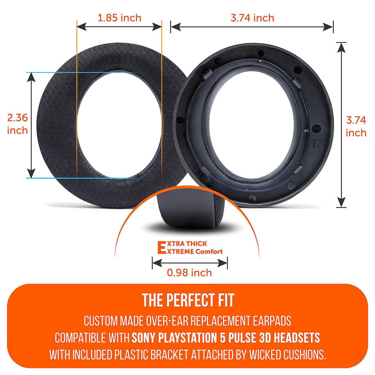 WC Freeze PS5 Pulse 3D ear pads, open ear cavity for larger ears