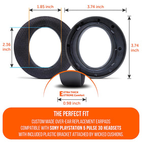 WC Freeze PS5 Pulse 3D ear pads, open ear cavity for larger ears