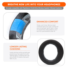 WC FreeZe Pulse Elite earpads compatible with PS5 Pulse Elite Wireless for a precise fit