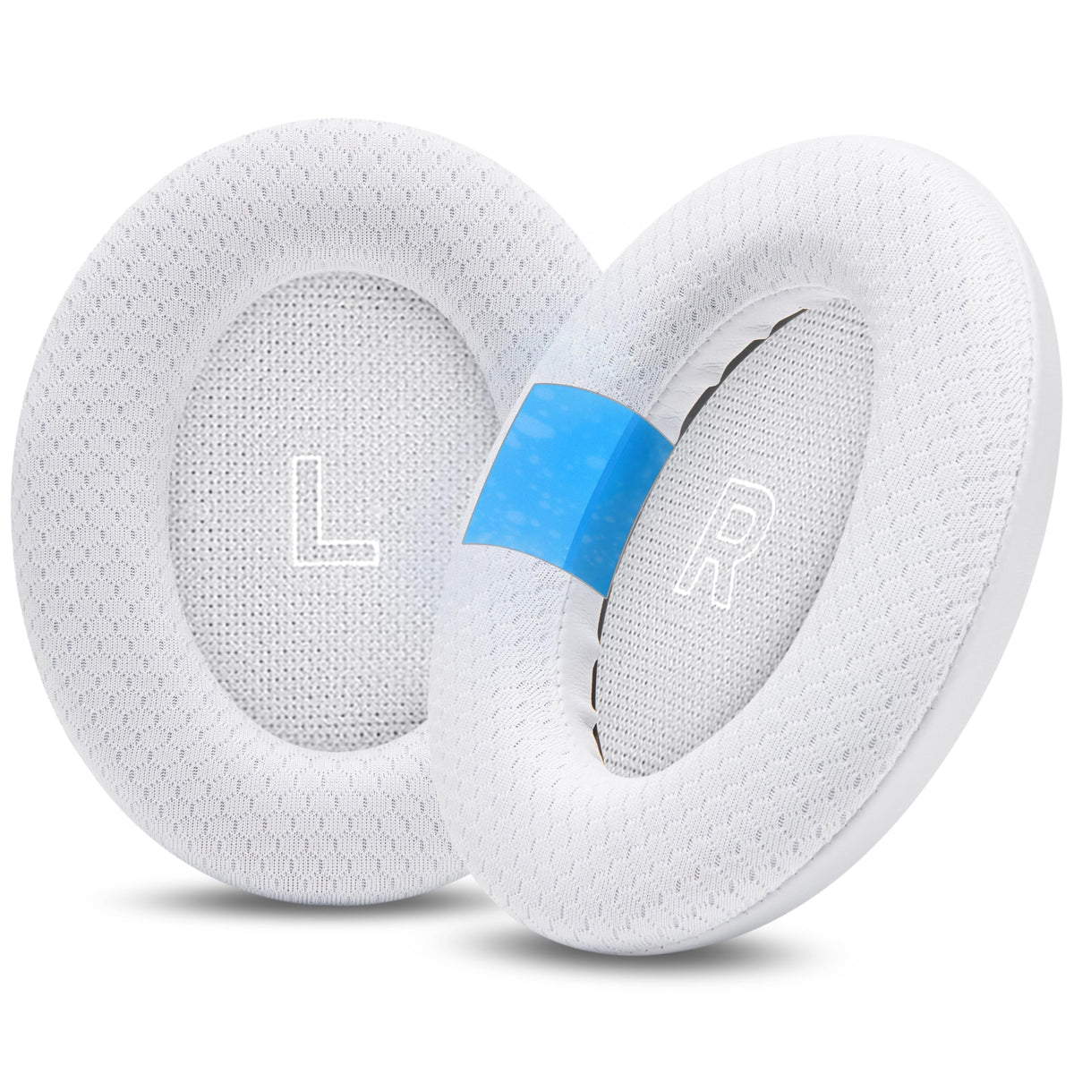 WC cooling gel white earpads front view showing clean fit and comfort