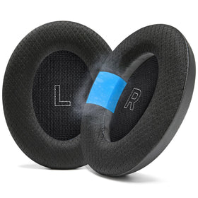 WC cooling earpads front view showing fit and sleek black finish benefits comfort